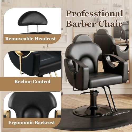Salon Chair for Hair Stylist Reclining Barber Chair for Home Barbershop - Image 6