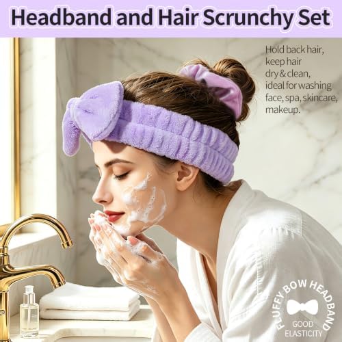 LEOBRO Purple Spa Headbands, Makeup & Skincare Headbands for Washing Face - Image 4