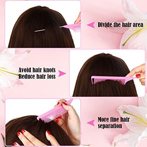 Patelai 30 Pcs Rat Tail Steel Combs Fine Tooth Bulk,Pink - Image 4