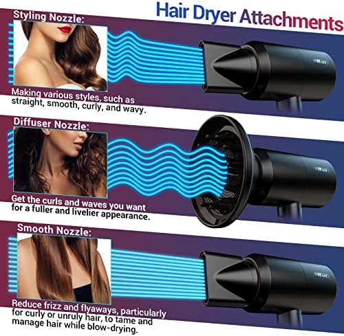 SHRATE Professional Ionic Hair Dryer with Diffuser & Nozzle | Low Noise - Image 3