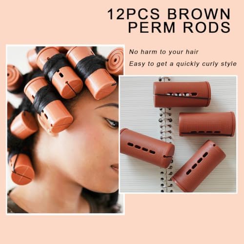 12 Pcs Perm Rods,Brown Perm Rods,1.57 Inch Large Perm Rod For Natural Hair - Image 3