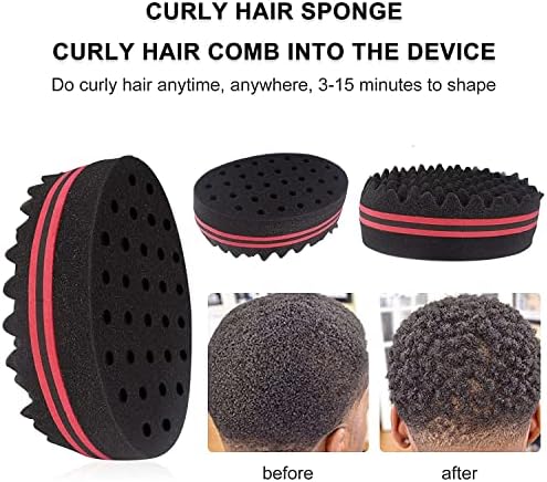 Magic Curl Sponge Set for Barber Hair Styling: Afro Twist Hair Brush, Metal Pick Comb, and Styling Combs (Black-A) - Image 6