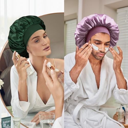 Satin Silk Bonnet for Hair, Double Layer Sleep Cap for Men & Women - Image 6