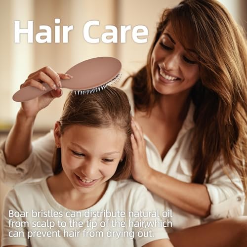 Boar Bristles Hair Brush for Women and Men, Detangling Hair Brush for Smoothing Massage Add Shine, Nylon&Boar Bristles Detangler brush for Hair Healthy (1 Pack-Mocha) - Image 5