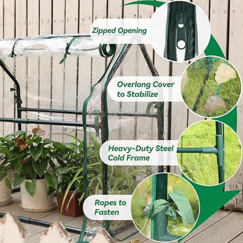 Gardzen Mini Greenhouse with Waterproof Base, 36.2"(L) x18.9(W) x33.3(H) - Image 3