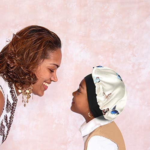 Kids Satin Bonnet Double Layer Wide Elastic Band Sleep Cap - Image 6