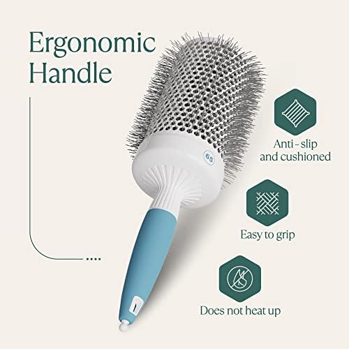 Round Brush for Blow Drying - Extra Large Ceramic Ion Thermal Barrel for Precise Styling and Maximum Volume - Lightweight Hair Brush for Smooth Manageable Hair (Bristle 3.4 in, Barrel 2.5 in) - Image 5