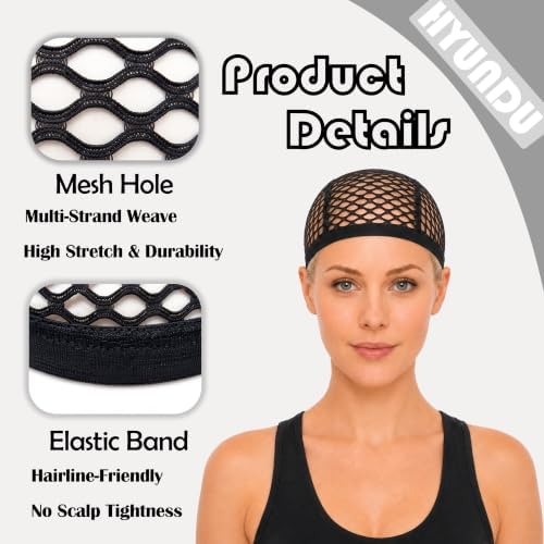 3 Pack Black Crochet Wig Caps for Wig Making - Image 3