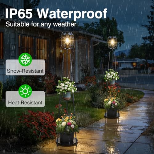 TOWPONICS 52.4" Solar Floor Lamp with Plant Stand, 2-in-1 Outdoor Planter - Image 6