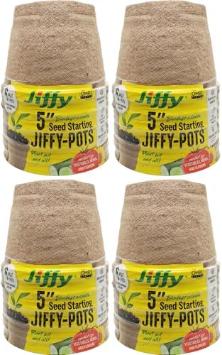 Jiffy Biodegradable Peat Pots for Seedlings, 5 Inch, 24 Pack by Jiffy