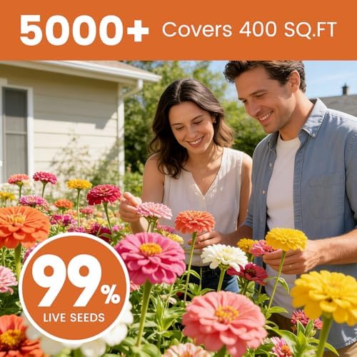 Zinnia Seeds for 2026 Planting, 5000+ Flowers Seeds, 7 Colors Mix - Image 2