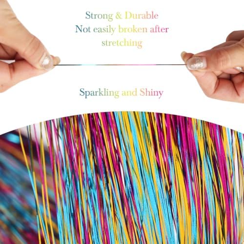 Hair Tinsel 8 Packs 1600 Strands 50 Inch 3 Colors Mix - Image 3