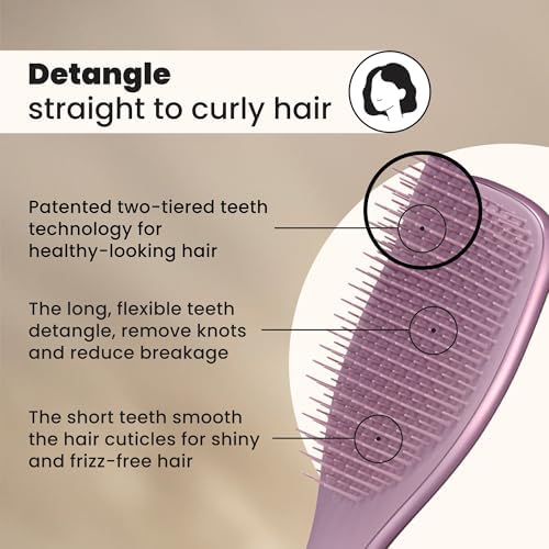 Tangle Teezer Chrome Ultimate Detangler Brush, Straight to Curly, Mauve - Image 3