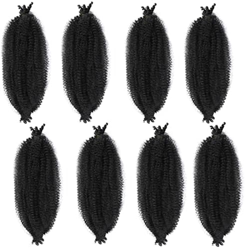 30 Inch Pre-Separated Springy Afro Twist Hair 8 Packs Black Pre-Fluffy Natural Curls are Perfect for Marley Crochet Hair Suitable for Black Women (1B#, 30 Inch (Pack of 8)) - Image 6