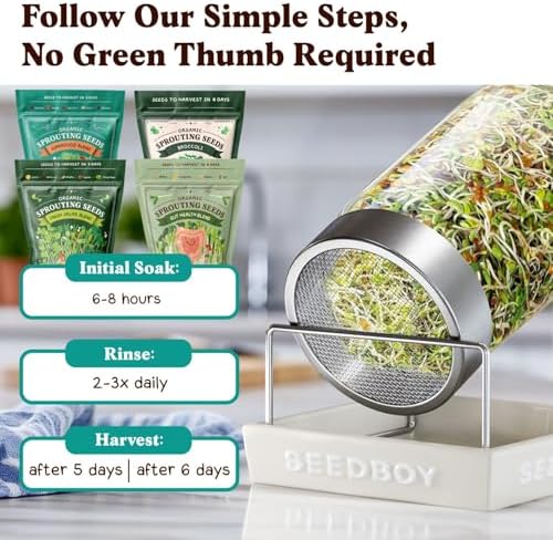 Seedboy Organic Non-GMO Sprouting Seeds 4-Variety (Essential Pack) - Image 4