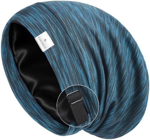 YANIBEST Slouchy Beanie Hat Satin Lined Sleep Cap Chemo Headwear Caps Blue by yanibest