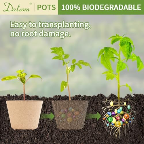Dalzom® 60Pcs 4” Peat Pots with 60Pcs Plant Labels, Biodegradable Pots for Seedlings with Drainage Holes, Garden Plant Nursery Pots Seed Starting Trays - Image 5