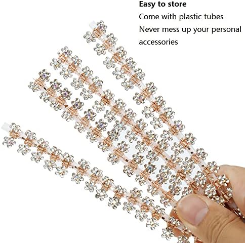 Glitter and Rhinestone Hair Accessories - Mini Claw Clips with No-Slip Grip and Metal Clamps, Assorted Colored Flower Designs for Girls and Women (Rose Gold-White Crystal) - Image 5