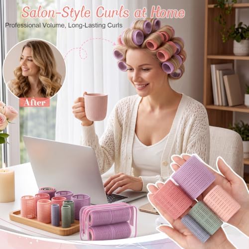 42 Pcs Hair Roller Women Blowout Look Long Hair, 5 Size, Morandi - Image 5