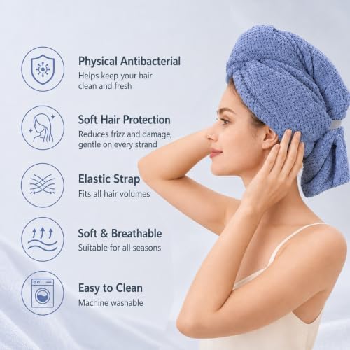 2 Pack Microfiber Hair Towel Wrap，Large quick-drying hair towel，29.5*11 in - Image 4