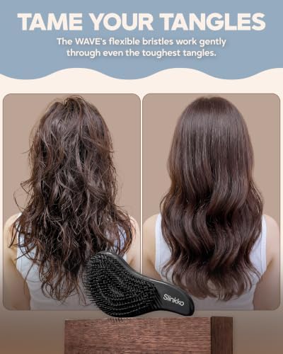 Detangler Brush, Curly Hair Brush for Women, Men & Kids - Wet & Dry Detangling Hair Brush for Curly, Thick, Fine & Wavy Hair - Anti-Breakage Wave Brush, Pain-Free Hairbrush, Onix Matte - Image 2