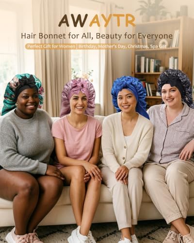 AWAYTR Long Satin Bonnet for Braids - Double Layer Hair Bonnet for Sleeping - Image 7