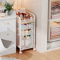 Hongtamoya Rolling Makeup Cart Organizer with 3 Drawers, Narrow Floor Skincare Organizers, Vanity Organizer Cosmetics Display Cases Holder for Skin Care Nail Polish Perfume Makeup Brush, White by Hongtamoya