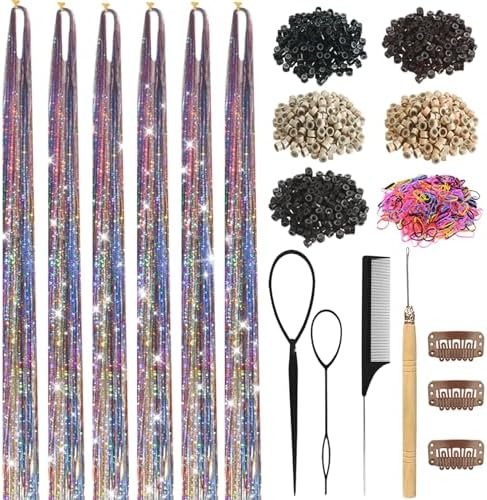 Aurora Hair Tinsel Kit for Girls Women Fairy Glitter Tinsel Hair Extensions by LEDIZE