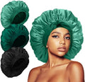 3Pcs Bonnets for Sleeping, Extra Satin Silk Bonnet for Sleeping Women with Tie Band for Curly Hair Jumbo Bonnet Braids by KAFTERI