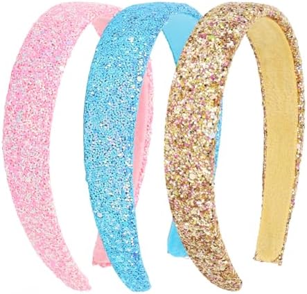Headbands for Girls, 3 Pack Sparkly Glitter Toddler Girls Headbands by Uintoon