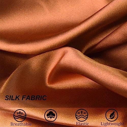 Silk Bonnet for Sleeping Satin Bonnets Double Layer Reversible Hair Cap Bonnet for Women Long Curly Braid Hair (Copper) - Image 4