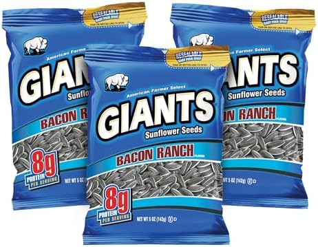 GIANTS Bacon Ranch Sunflower Seeds - Sunflower Seeds Bulk, Flavored Sunflower Seed Snack, Roasted Sunflower Seeds to Eat - 5 oz Resealable Bags (Pack of 3) by GIANTSNACKS