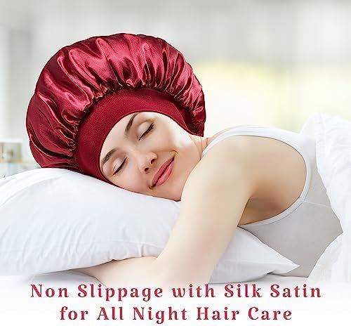 2pcs Satin Silk Hair Bonnet for Sleeping, Sleep Bonnets for Women - Image 6