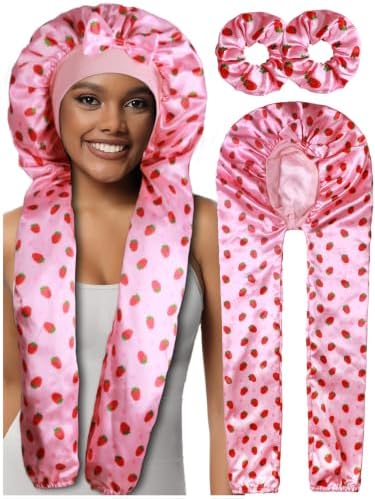 1+2 Satin Pantyhose Bonnet for Braids, Long Hair Bonnet for Women Sleeping by Heniho