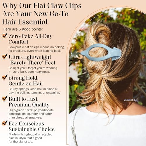 AWAYTR 6Pcs French Flat Hair Clips, Lay Flat Claw Clip for Women - Image 3