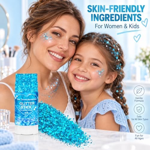 Mysense Light Blue Body Glitter Stick,Face Hair Glitter for Women Kids - Image 5