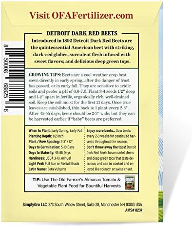 The Old Farmer's Almanac Heirloom Beet Seeds (Detroit Dark Red) - Approx 360 Seeds - Non-GMO, Open Pollinated, USA Origin - Image 3