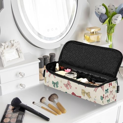 Hair Tools Travel Bag with Heat Resistant Mat 2-in-1 Hot Tools Travel Bag Organizer Flat Curling Iron Travel Case for Straightener Bows and Stars Beige - Image 7