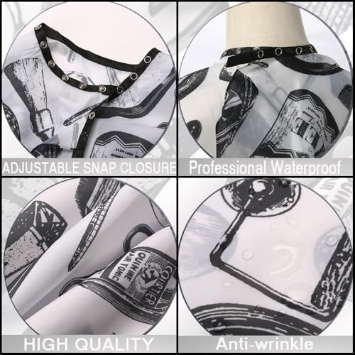 Professional Waterproof Hair Styling Cape Haircuting Salon Cape Gown Hair Salon with Snap Closure White - Image 4