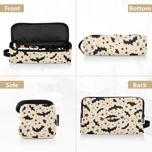 Hair Tools Travel Bag with Heat Resistant Mat 2-in-1 Hot Tools Travel Bag Organizer Flat Curling Iron Travel Case for Straightener White Halloween Bats Stars - Image 5