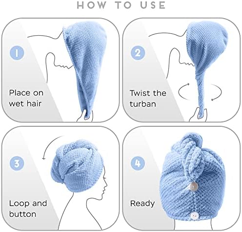 SimpleField 2 Pack Microfiber Hair Towel Wrap for Women, Anti Frizz Quick Drying Hair Turban for All Hair Style, Absorbent and Lightweight (Blue+Pink) - Image 6