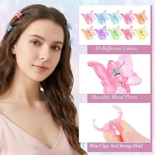 80Pcs 0.6In Mini Butterfly Hair Claw Clips for Girls Women Small Barrettes - Image 4