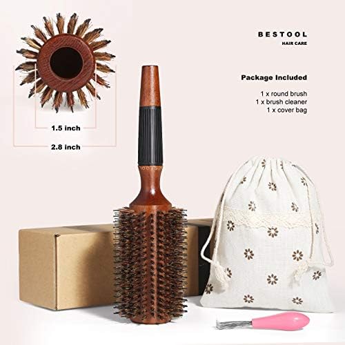BESTOOL Round Hair Brush for Women or Men, Boar Bristle Large Round Hairbrush for Quick Blowout, Add Shine/Volume, Minimize Damage (2.8 Inch) - Image 6