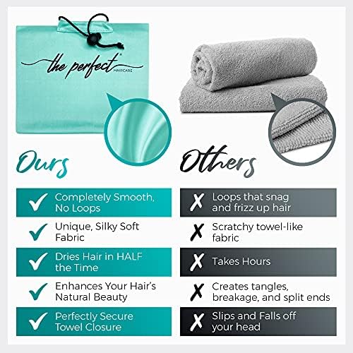THE PERFECT HAIRCARE Microfiber Hair Plopping Towel Set – Super Absorbent Anti-Frizz Hair Drying Wrap + 2 Curl Scrunching Towels – Fast Drying, Lightweight Wrap for Women, Girls & All Hair Types - Image 2