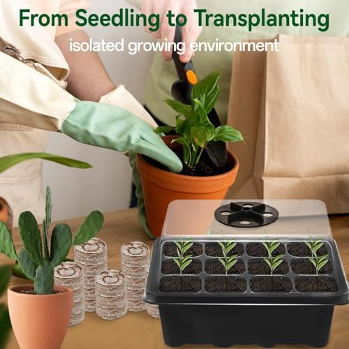 Seed Starter Tray with Peat Pellets, Black Seeding Starter Trays for Plant - Image 4