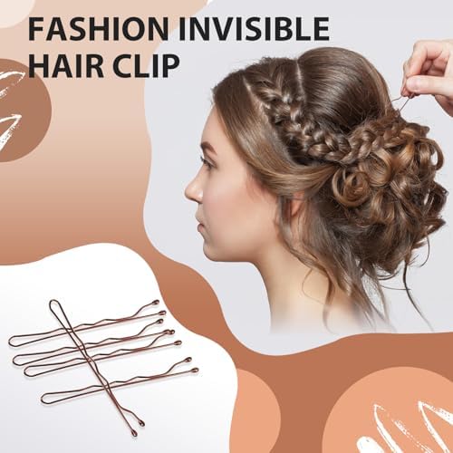 2.2 Inch Brown Hair Bobby Pins Metal Clips Twisted Spiral Curved Ball Tips Non-slip Decorative Long Short Women Girls Nickel Free Hairdressing Wedding Accessories with Case 100 PCS - Image 5