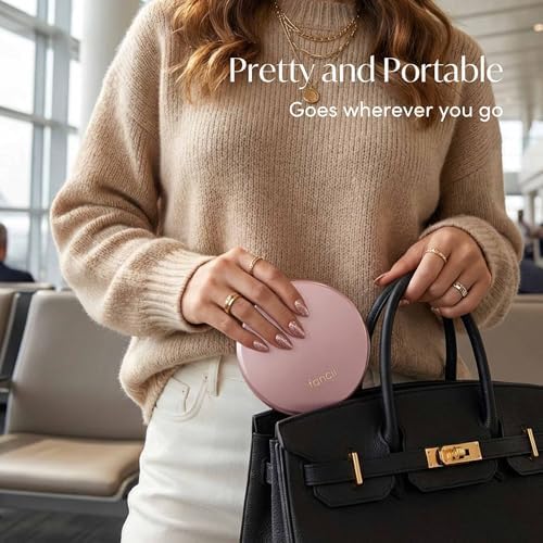 Fancii Taylor LED Lighted Travel Makeup Mirror, Rechargeable with 10x/1x Magnifying & 3 Light Settings - Compact, Portable, Large 5” Wide Hand Mirror for Handbag and Purses (Rose Gold) - Image 3