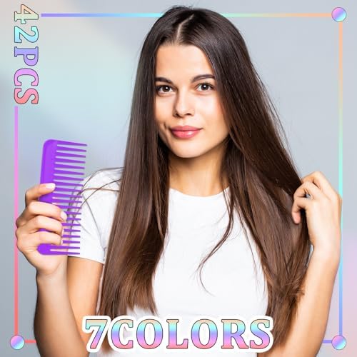 42 Pcs Wide Tooth Comb, Large Hair Detangling Comb, Wide Tooth Comb for Curly, Wet Dry Hair, No Handle Large Detangler Comb Styling Shampoo Comb, 7 Colors - Image 6