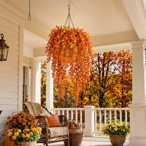 6 Pack Fall Hanging Plants Eucalyptus Fall Vines Decor 21.65 Inch - Image 5