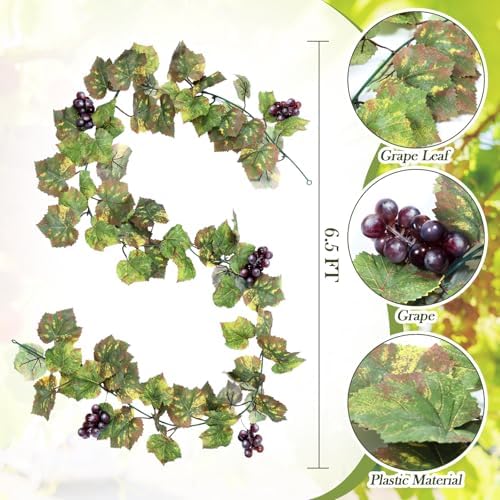Artificial Grape Leaf Garland Vine Plant, 6.5 ft, Light Green - Image 2